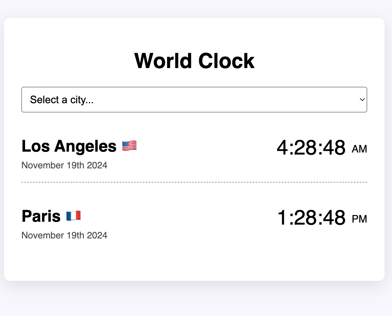 Image of world clock app